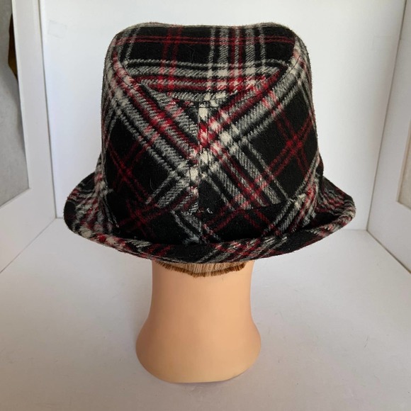 Plaid Hat Trilby Stingy Brim Fedora Pork Pie Wool Blend L/XL 5/48 Unisex - Picture 4 of 7